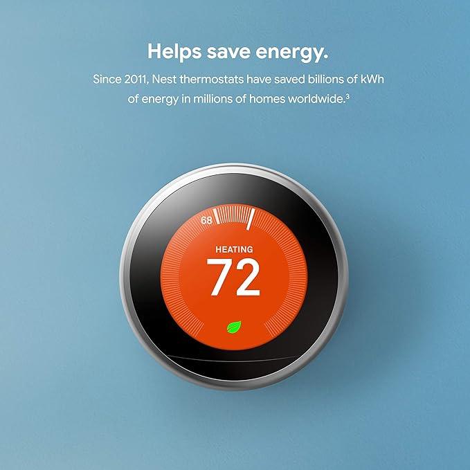 T3018US | Google Nest Learning Thermostat | Mirror Black