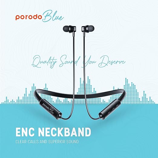 PD-NKBIE | Porodo Blue ENC Neckband In-Ear Earphones | Black - GulfStore.com
