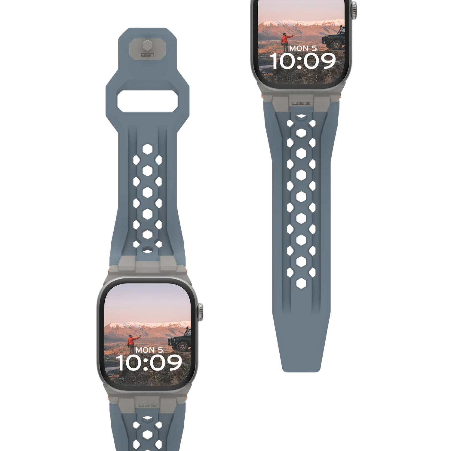 UAG | 194158114136 | UAG Apple Watch 49/45/44/42 Monarch Strap Cloud Blue/Titanium