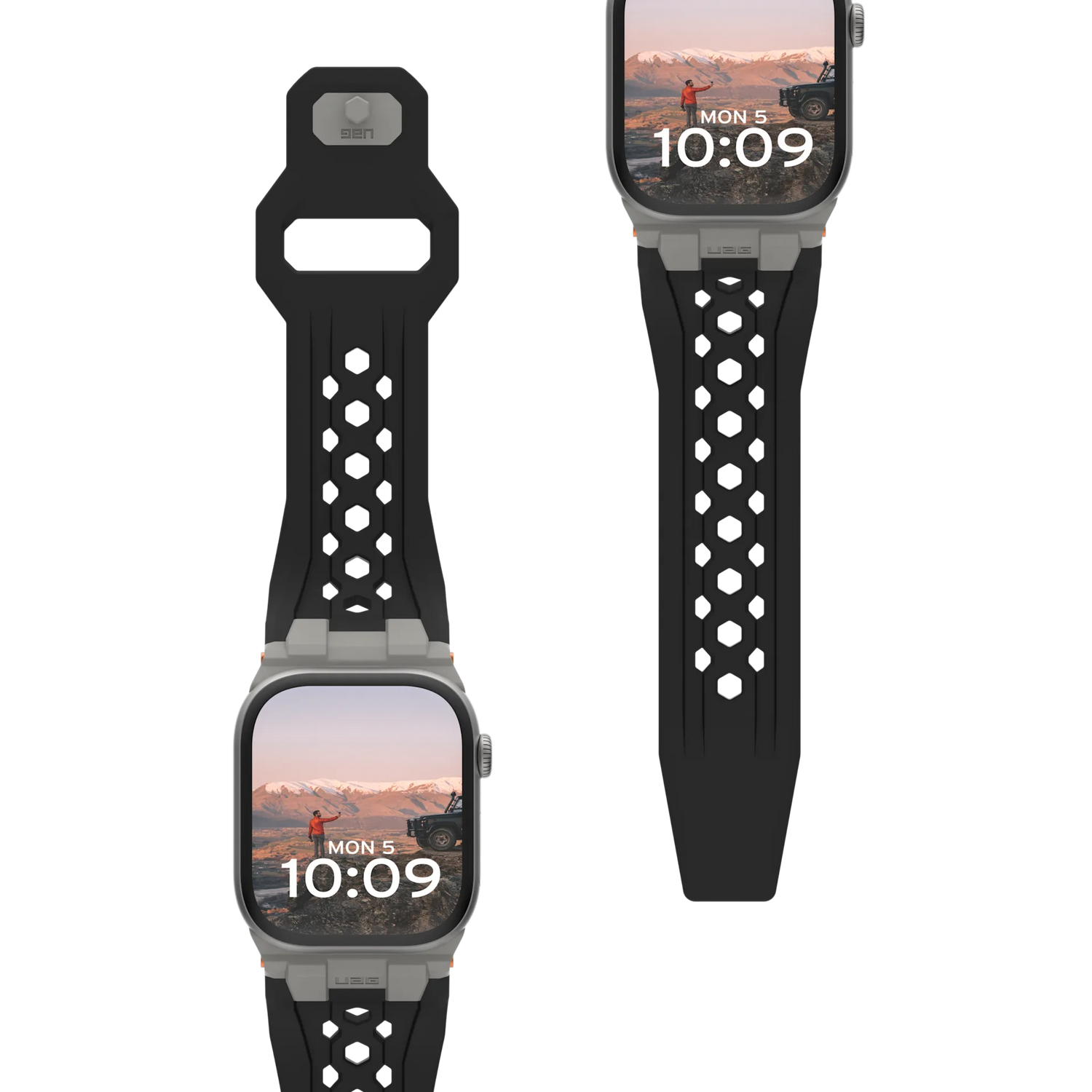 UAG | 194158114037 | UAG Apple Watch 49/45/44/42 Monarch Strap - Black/Titanium