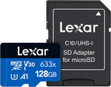 Lexar® High-Performance 633x microSDXC™ UHS-I, up to 100MB/s read 45MB/s write C10 A1 V30 U3 128GB (LSDMI128BB633A) - GulfStore.com