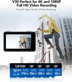 Lexar® High-Performance 633x microSDXC™ UHS-I, up to 100MB/s read 45MB/s write C10 A1 V30 U3 128GB (LSDMI128BB633A) - GulfStore.com