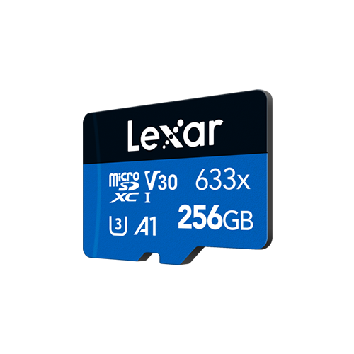 Lexar 256GB Lexar® High-Performance 633x microSDXC™ UHS-I, up to 100MB/s read 45MB/s write C10 A1 V30 U3 , LSDMI256BB633A ,