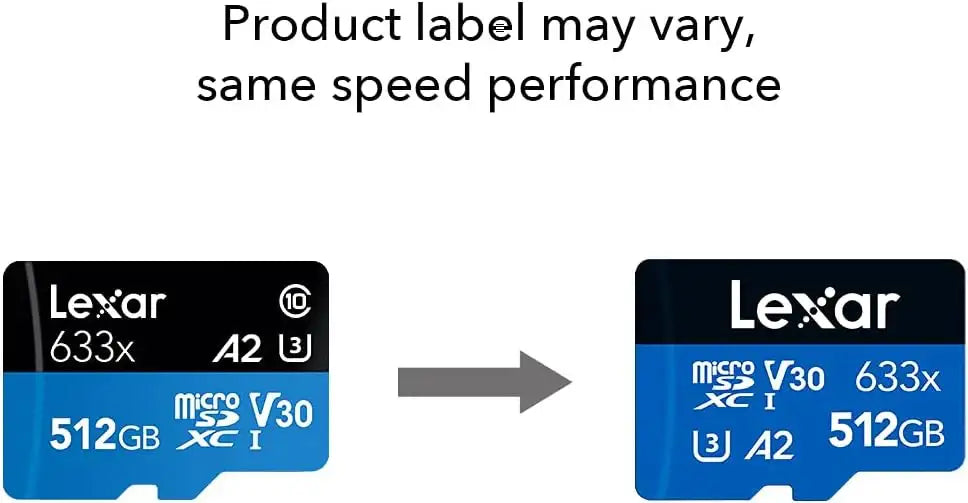 Lexar® High-Performance 633x microSDXC™ UHS-I, up to 100MB/s read 70MB/s write C10 A2 V30 U3 512GB (LSDMI512BB633A) - GulfStore.com
