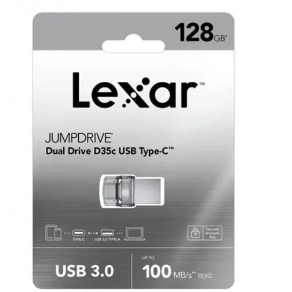 Lexar , 128GB Lexar® Dual Type-C and Type-A USB 3.0 flash drive, up to 100MB/s read , LJDD35C128G-BNBNG