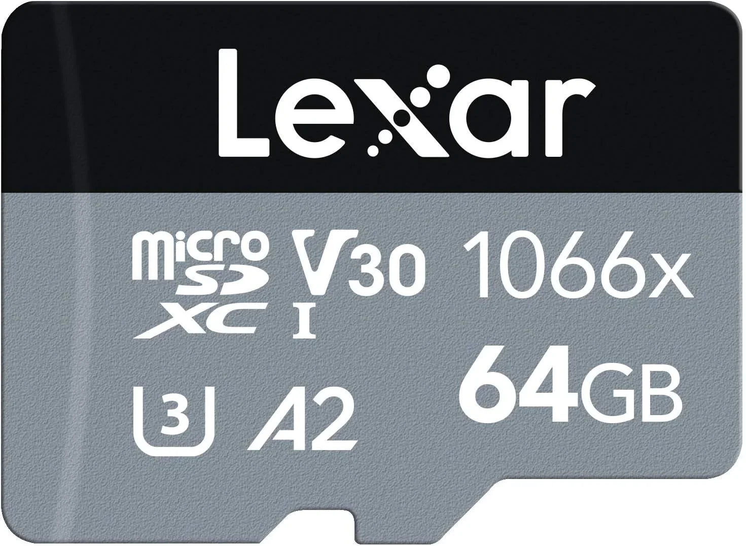 بطاقة ذاكرة Lexar® عالية الأداء 1066x microSDXC™ UHS-I، بسرعة قراءة تصل إلى 160 ميجابايت/ثانية وسرعة كتابة تصل إلى 70 ميجابايت/ثانية C10 A2 V30 U3، سعة 64 جيجابايت (LMS1066064G-BNAG)