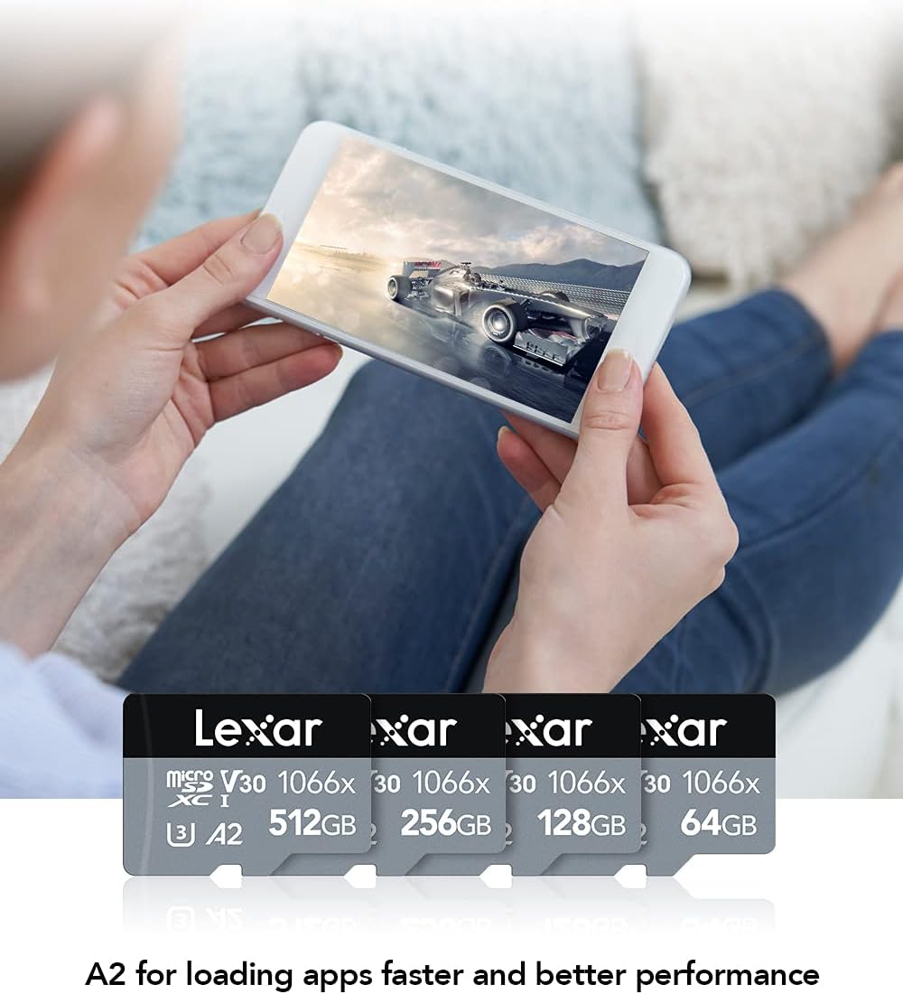Lexar® High-Performance 1066x microSDXC™ UHS-I, up to 160MB/s read 120MB/s write C10 A2 V30 U3, 256GB (LMS1066256G-BNANG)