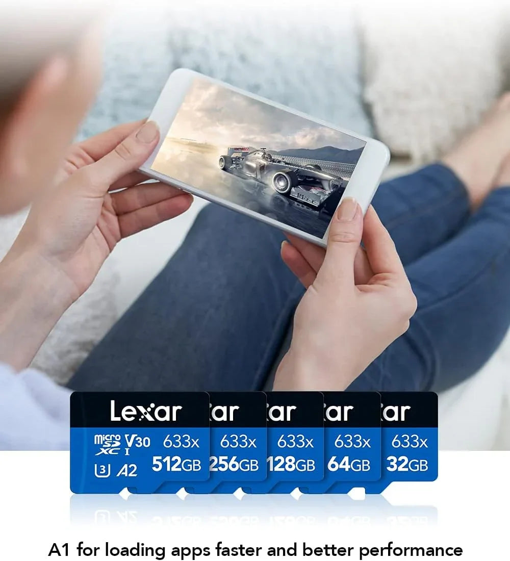 Lexar® High-Performance 633x microSDXC™ UHS-I, up to 100MB/s read 45MB/s write C10 A1 V30 U3 64GB  (LMS0633064G-BNNNG)