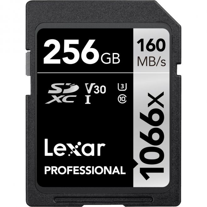 256GB Lexar® Professional SILVER PLUS microSDXC™ UHS-I cards, up to 205MB/s read 150MB/s write C10 V30 U3