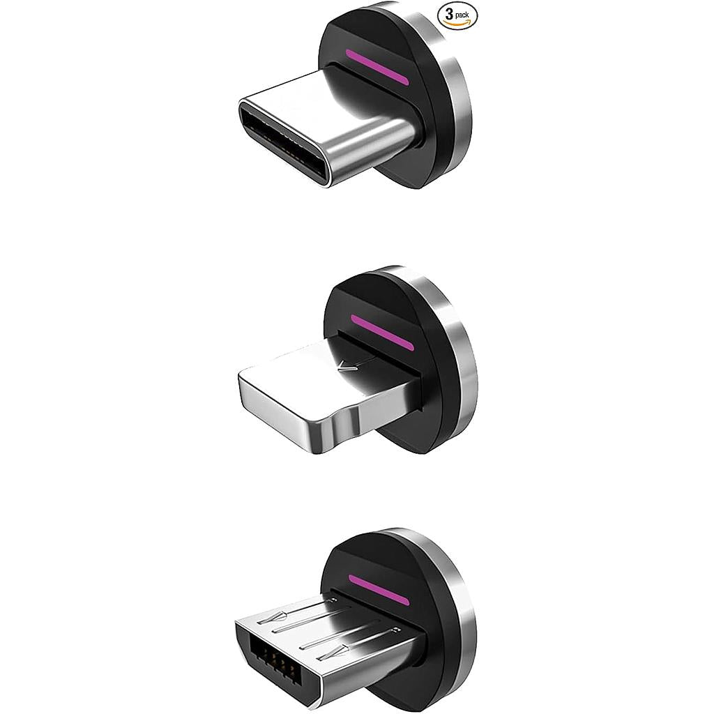 Statik | PUP-0135 | Statik Magnetic Tips for Magnetic Charge Cables, 3-Pack 1x Lightning, 1x USB-C, 1x Micro-USB