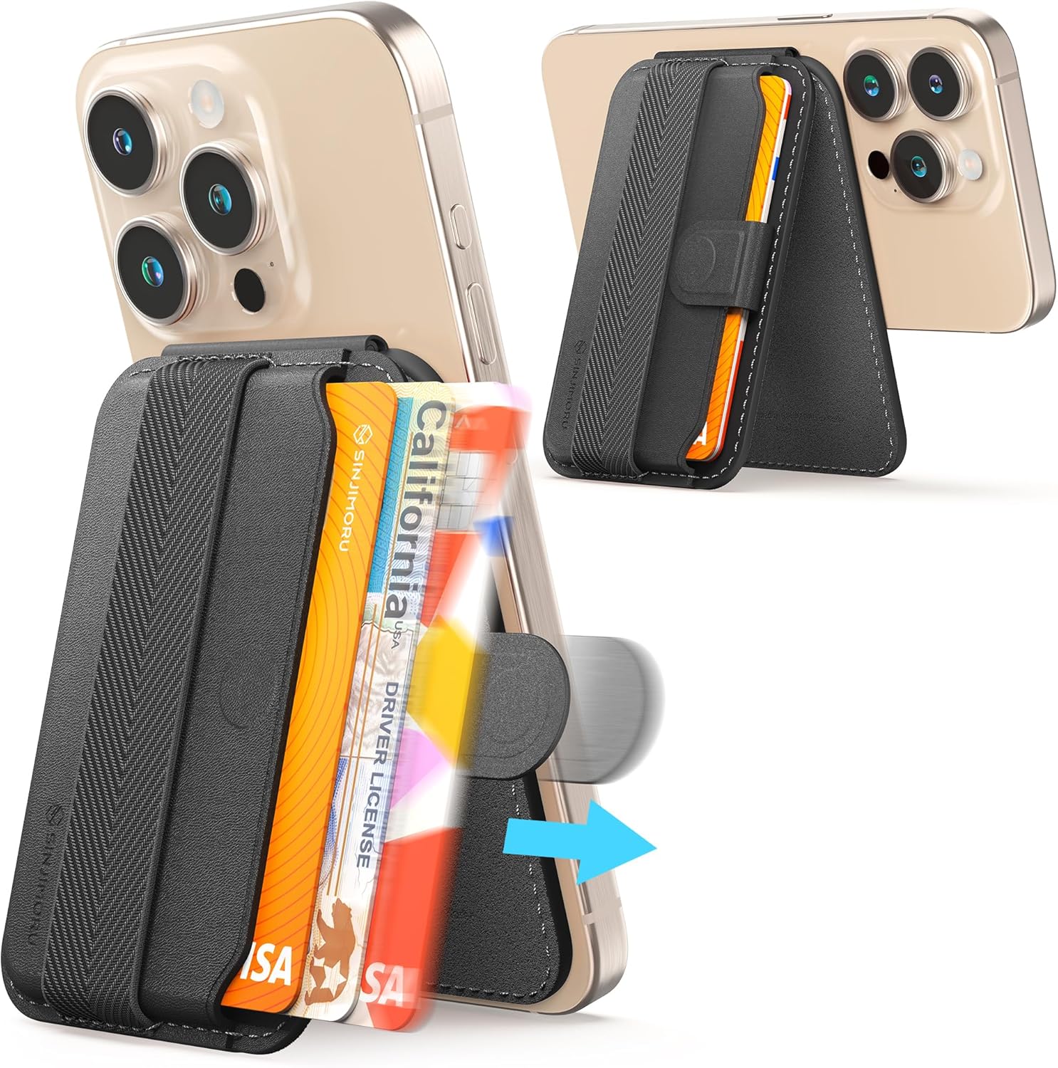 Sinjimoru | SMA-PLTB-STAN-BK | Sinjimoru M-Pull Tab Stand Magsafe Wallet