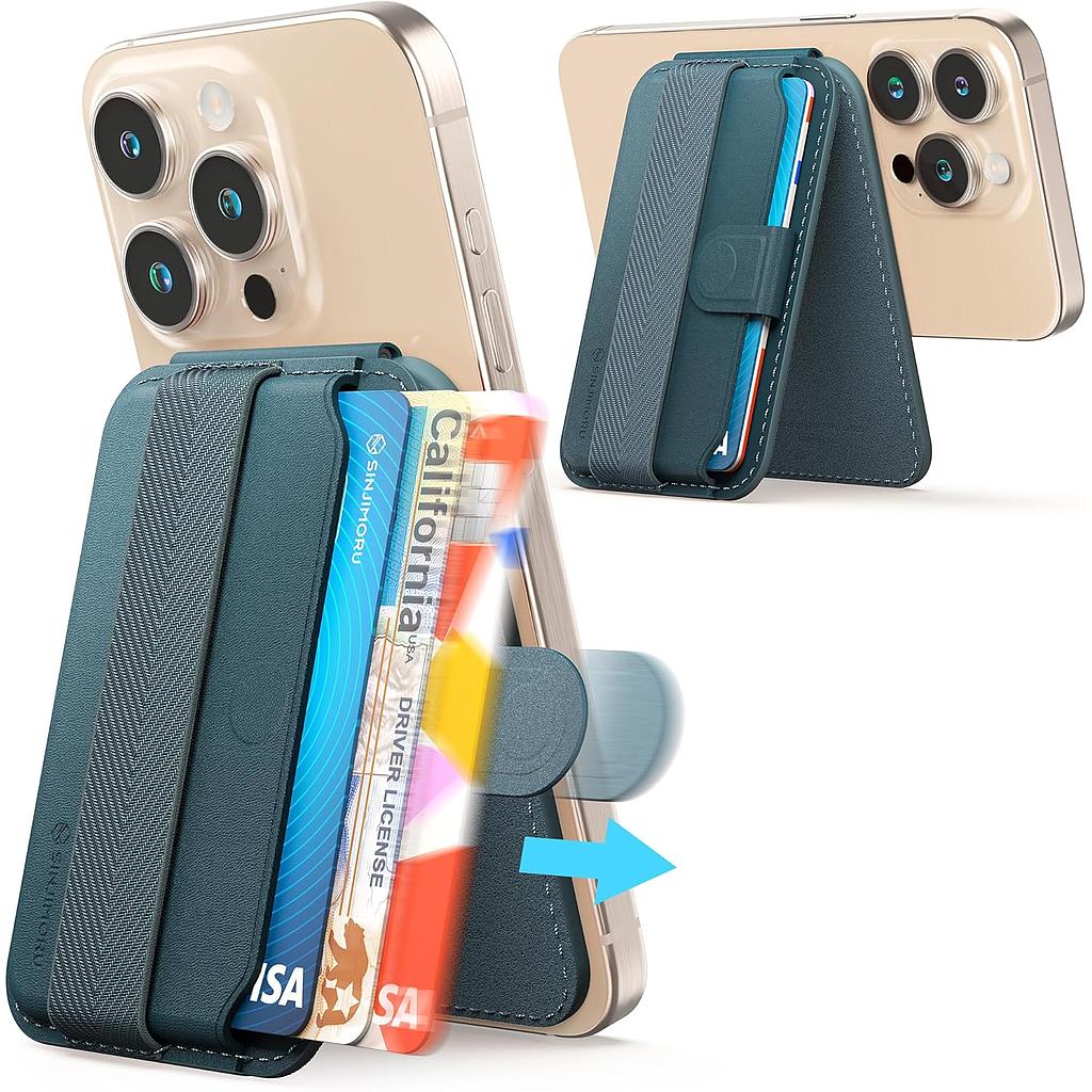 Sinjimoru | SMA-PLTB-STAN-BL | Sinjimoru M-Pull Tab Stand Magsafe Wallet - Blue