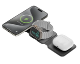 GM-TRIOPLUS-GRY | Bazic Gomag Trio Plus | 3-In-1 Elevated Foldable Magnetic Wireless Charger 15W Iphone/Watch/Airpods | Grey - GulfStore.com