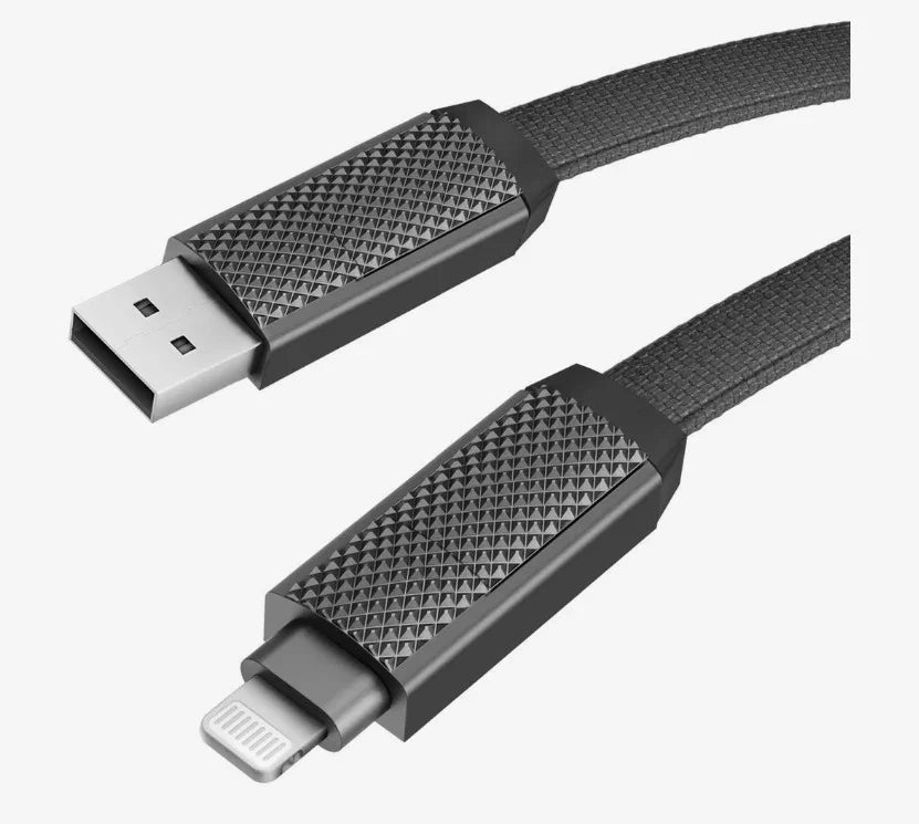 كابل شحن BAZIC GOCHARGE ALUCABLE المصنوع من الألومنيوم 4 في 1 مع مدخل USB A/C ومخرج USB C/LIGHTNING. 1 متر - أسود