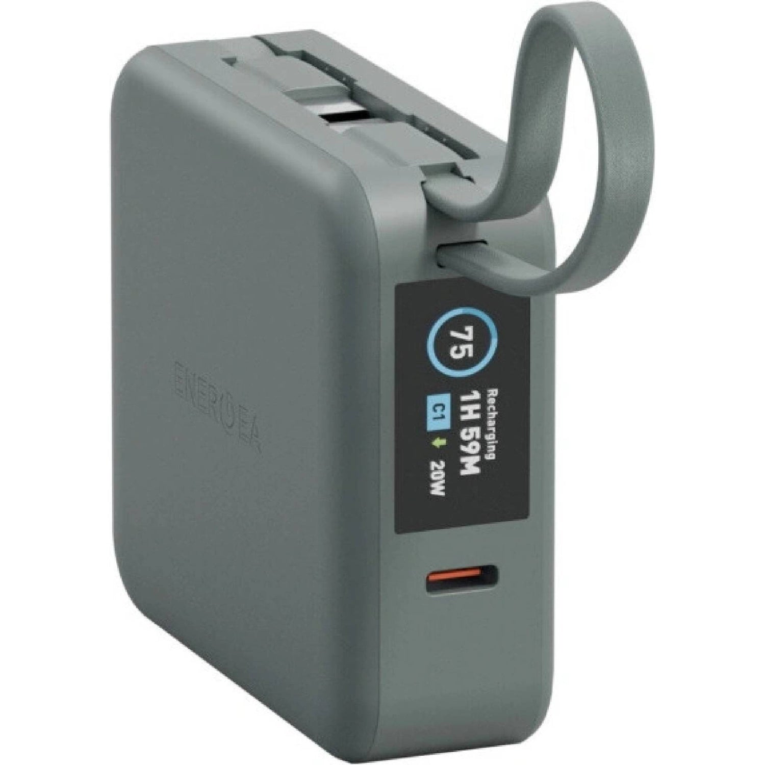 MP-MINIPLUS-SAG | بطارية طاقة لاسلكية ENERGEA Magpac Mini Plus | سعة 10000 مللي أمبير مع كابل USB-C مدمج وشاشة عرض | لون سيج