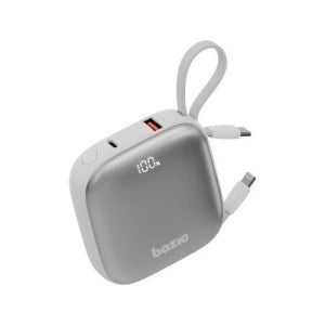 GPW-FUSN-WHT | بازيك غو باور فيوجن | باور بانك 3 في 1 بسعة 10000 مللي أمبير مع كيبل USB-C و Lightning مدمج | فانيليا