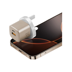 CHR-AC-GAN35GLDUK | ENERGEA Ampcharge | Gan35 1C1A Pd/Pps/Qc3.0 Wall Charger | 35W ( UK ) | Gold - GulfStore.com