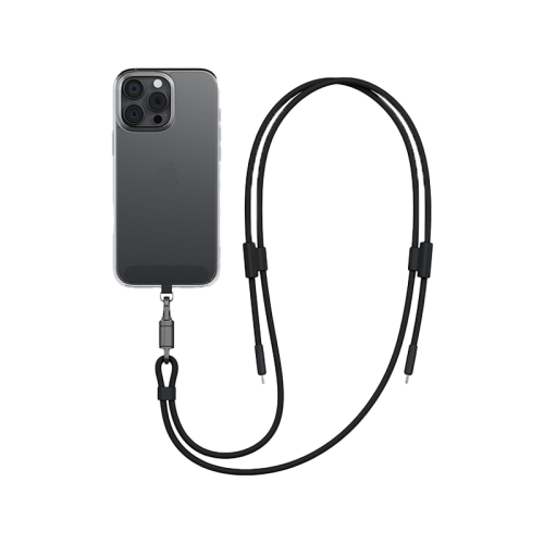 CBL-LASS-BLK150 | ENERGEA Lasso Lanyard | كابل USB-C إلى USB-C بسرعة 480 ميجابت في الثانية 240 واط مع بطاقة حبل | 1.5 متر | أسود