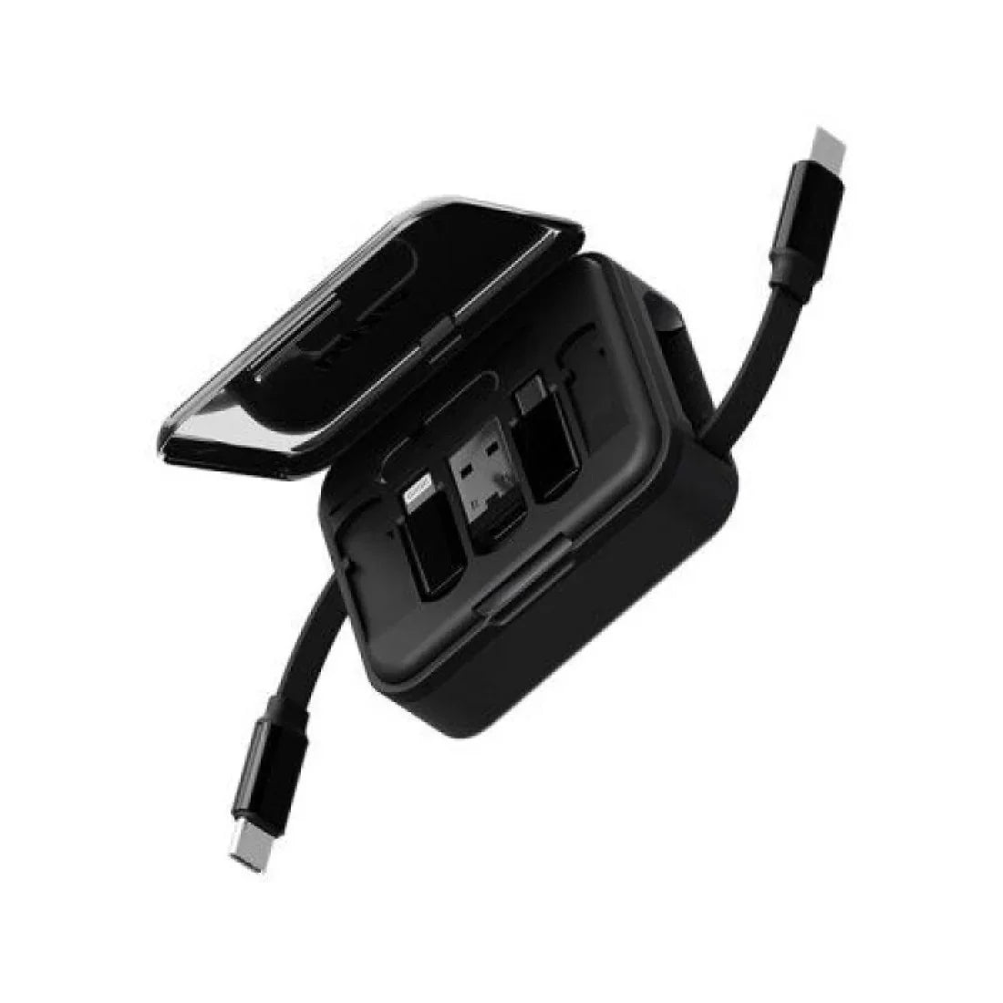Bazic Gocharge Loop 5 In 1 Cable Kit With Micro/Usb-A/Lightning Adapter With 1M Retractable Travel Kit - Black
