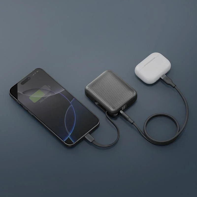 إنرجيا | إنتيغرا ميني ٣٥ | باور بانك ١٠٠٠٠ مللي أمبير/ساعة مع كابل USB-C مدمج PD٣٥W | GUN