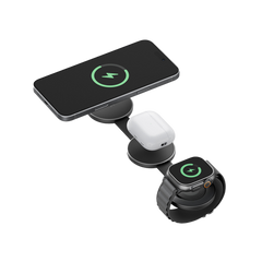 AM-TRIO-BLU | ENERGEA Alumag Trio | 3-In-1 Foldable Qi2 Alum In ium Wireless Charger 15W | Blue - GulfStore.com