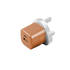 CHR-AC-GAN35ORGUK | ENERGEA Ampcharge | 1-Port USB-C & 1-Port USB-A Gan 35W Wall Charger | Orange - GulfStore.com