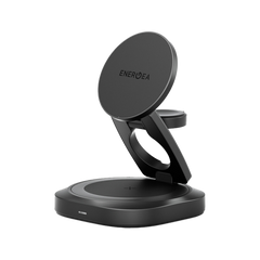 AM-GYRO-GUN | ENERGEA Alumag Gyro | 360 Rotating Base 3In1 Foldable Qi2.2 Aluminium Wireless Charger 25W | Gunmetal - GulfStore.com