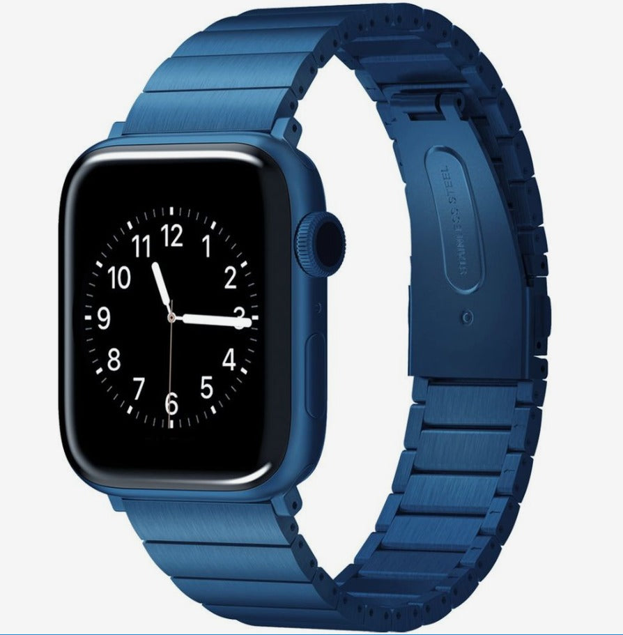 سوار ساعة Viva Madrid Lavier المعدني باللون الأزرق لساعة Apple Watch مقاس 42/44 مم