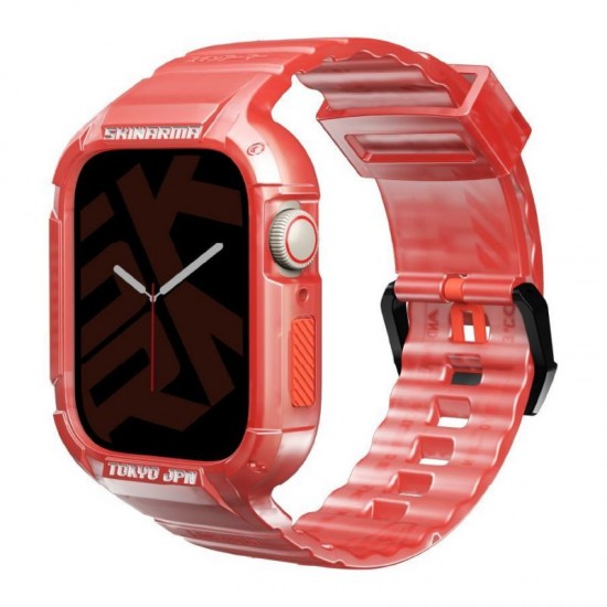 Skinarma Saido 2 in 1 Strap For Apple Watch With Case 45/44 - Red