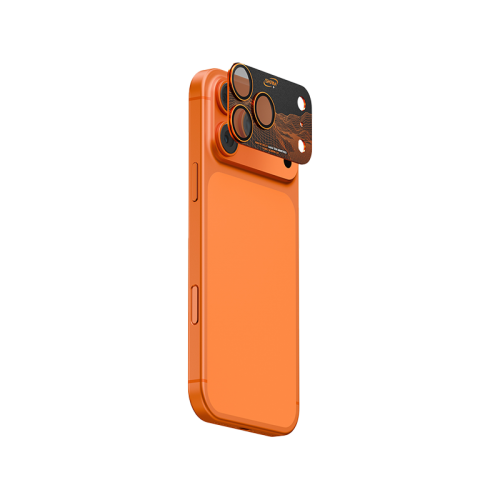 SK-IP17PM-LENS-SONIX-ORG | SKINARMA IPHONE 17 PRO MAX FULL ALUMINIUM CAMERA LENS PROTECTOR | Tempered Glass + Aluminium | ORANGE