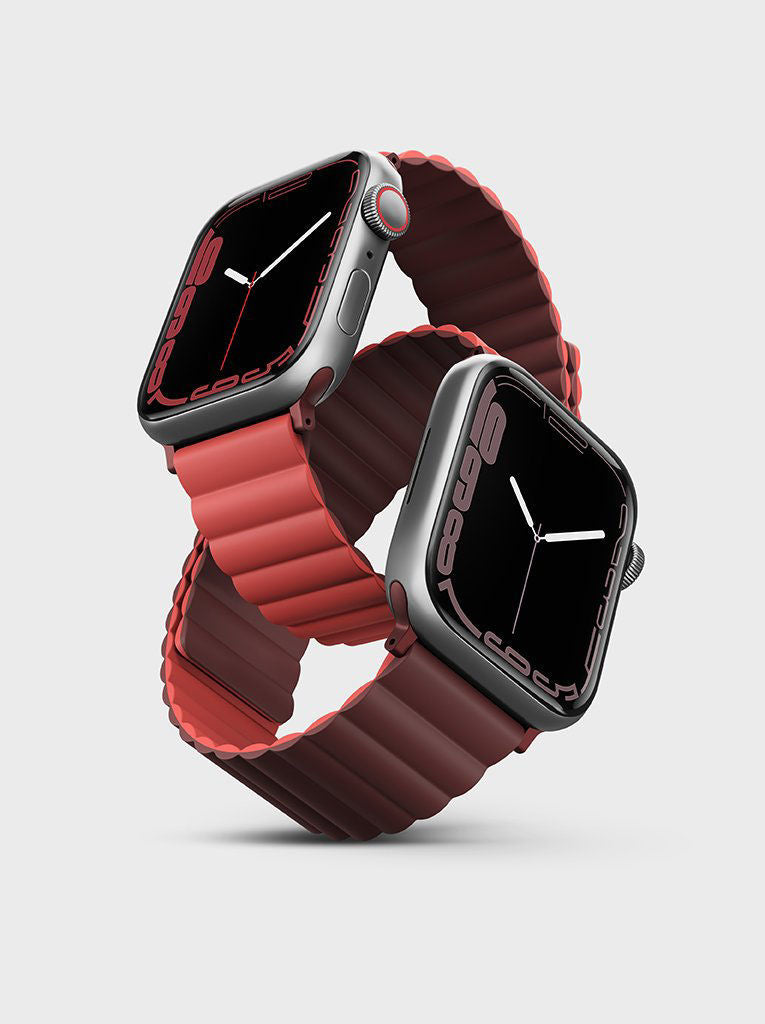 Uniq Revix Reversible Magnetic for Apple Watch Strap 38/40/41mm , Burgundy - Maroon / Coral