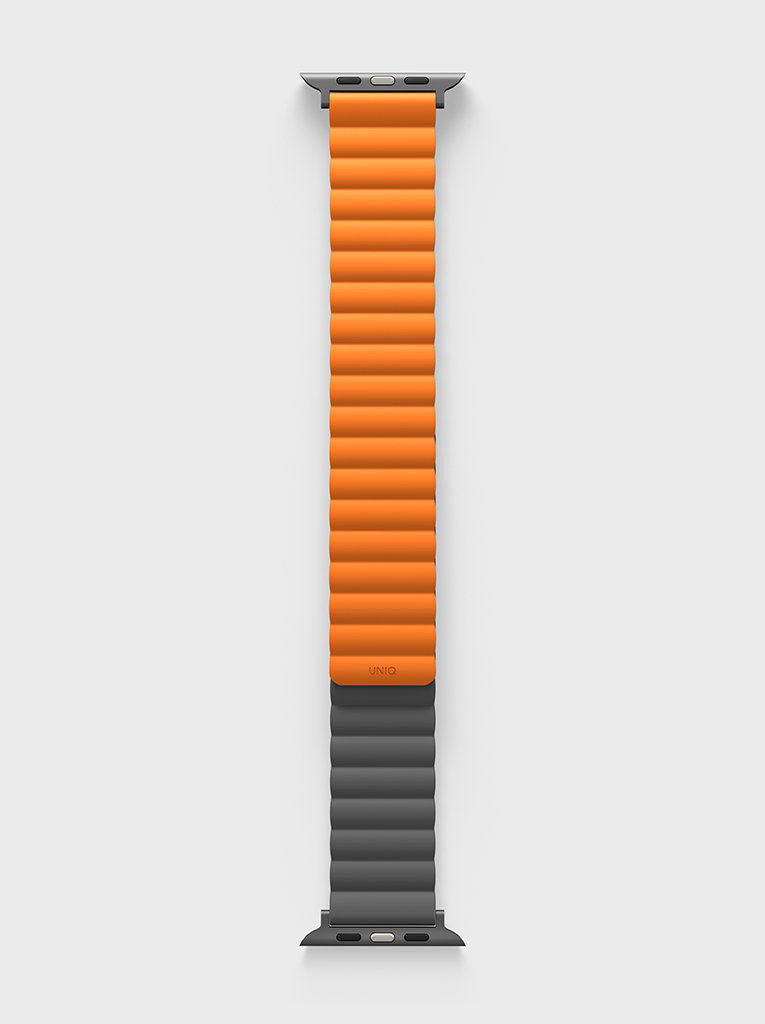 يونيك ريفيكس – مغناطيسي قابل للعكس لحزام ساعة أبل 42/44/45 ملم – رمادي/برتقالي فحمي