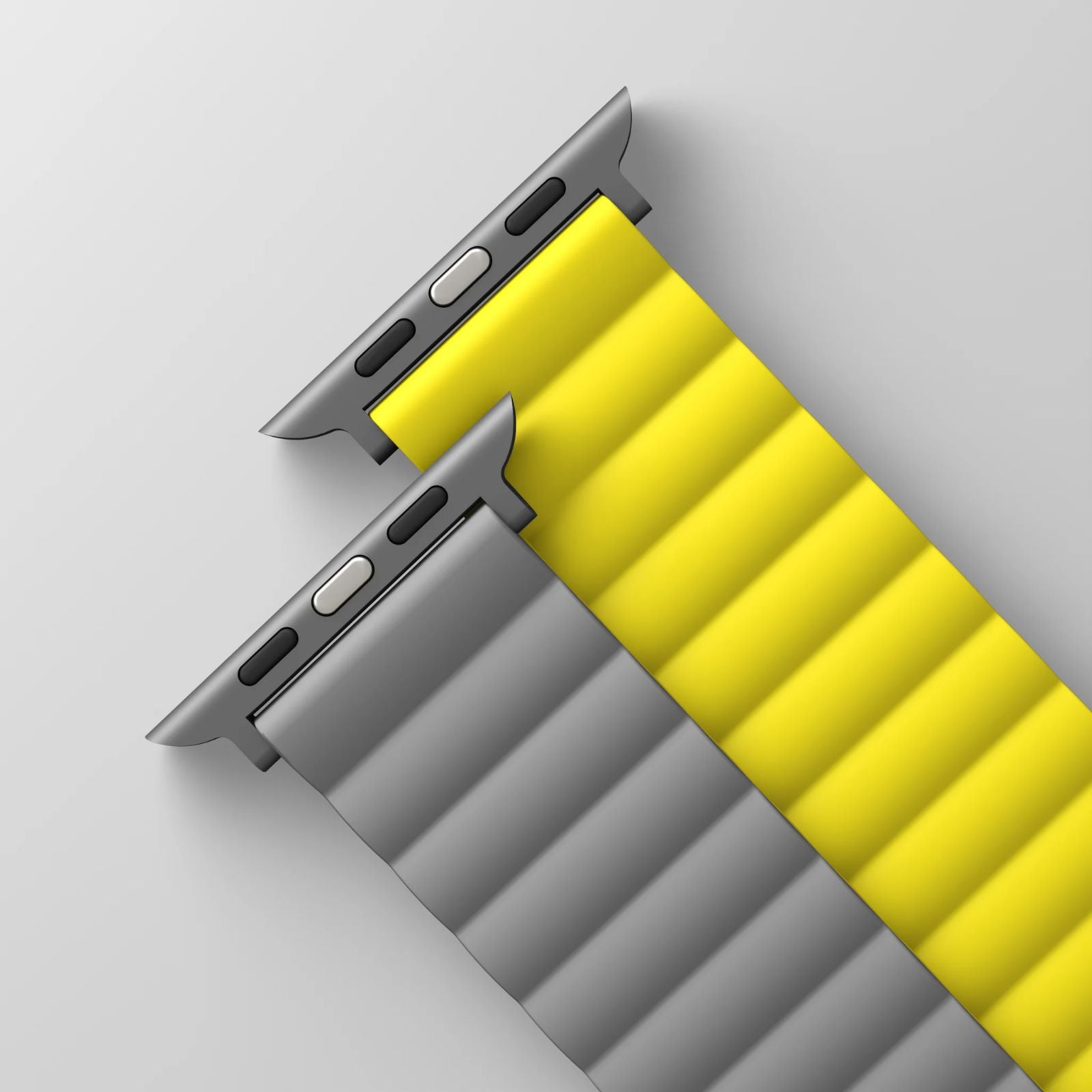 يونيك ريفيكس – سوار مغناطيسي قابل للانعكاس لساعة أبل 42/44/45 ملم – أصفر ليمون/رمادي