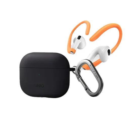 يونيك نيكسو – غطاء تعليق سيليكون مع خطافات أذن رياضية لسماعات Airpods 3 – رمادي فحمي