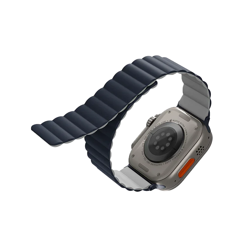 UNIQ REVIX REVERSIBLE MAGNETIC APPLE WATCH STRAP 49/45/44/42MM - STORM BLUE/ CHALK GREY