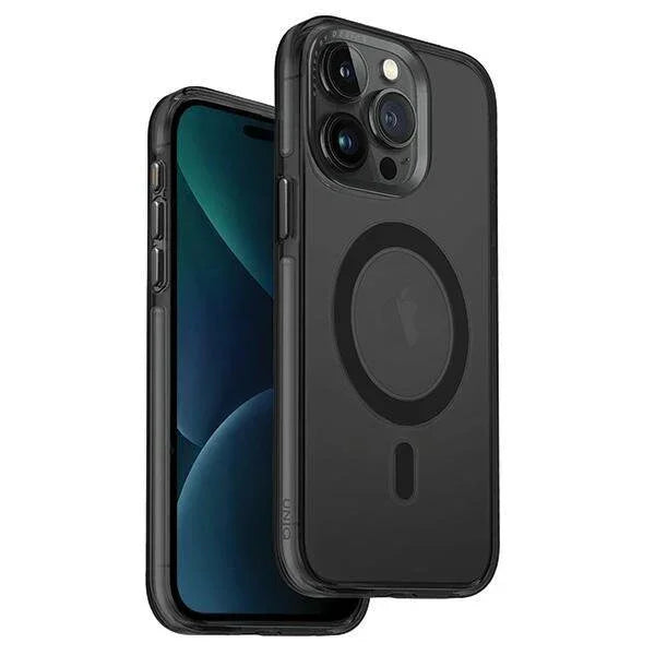 جراب Uniq Calio لهاتف iPhone 15 Pro مقاس 6.1 بوصة مع خاصية الشحن Magclick - رمادي دخاني