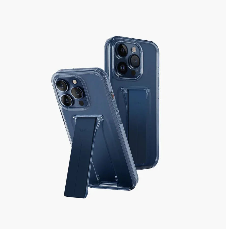 UNIQ-IP6.1P(2023)-HELMDBLUحامل هجين لهاتف iPhone 15 PRO HELDRO مع حامل - أزرق داكن (أزرق داكن)