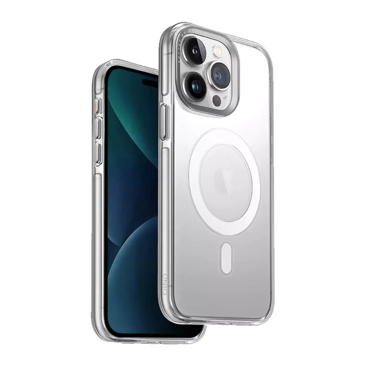 حافظة شحن مغناطيسية Uniq Calio MagClick لهاتف iPhone 15 Pro Max - شفاف بلون البيج