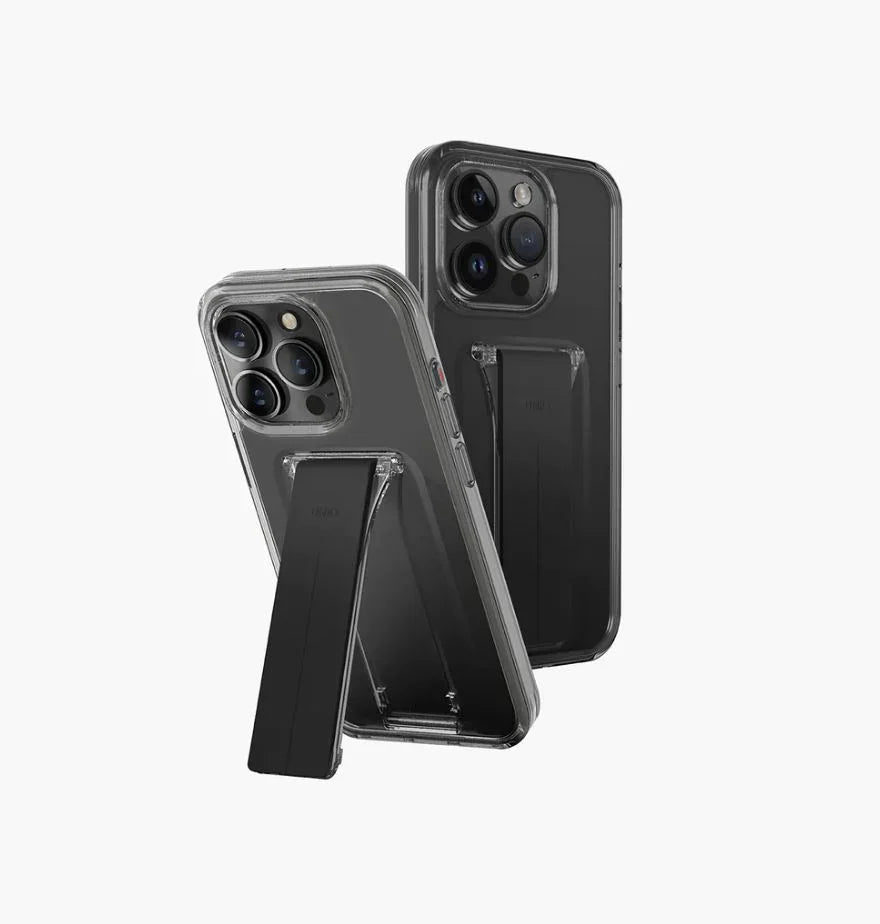 UNIQ-IP6.7P(2023)-HELMSMK , UNIQ HYBRID IPHONE 15 PRO MAX HELDRO MOUNT WITH STAND - VAPOUR (SMOKE), Case , Heldro Mount+ , Smoke