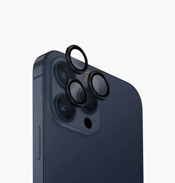 واقي عدسة الكاميرا UNIQ OPTIX IPHONE PRO (2023) 6.1 من الألومنيوم - أزرق داكن (أزرق داكن)