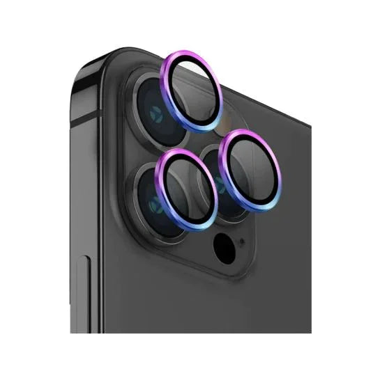 واقي عدسة الكاميرا UNIQ OPTIX IPHONE PRO (2023) 6.1 من الألومنيوم - قزحي اللون (IRIDECENT)