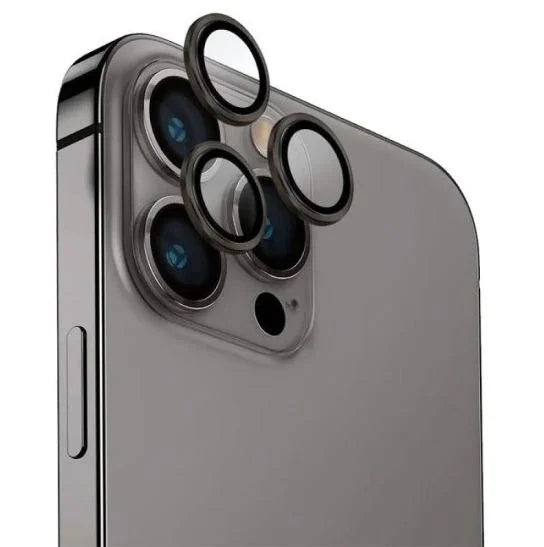 واقي عدسة الكاميرا UNIQ OPTIX IPHONE PRO (2023) 6.7 من الألومنيوم - رمادي فولاذي (رمادي)
