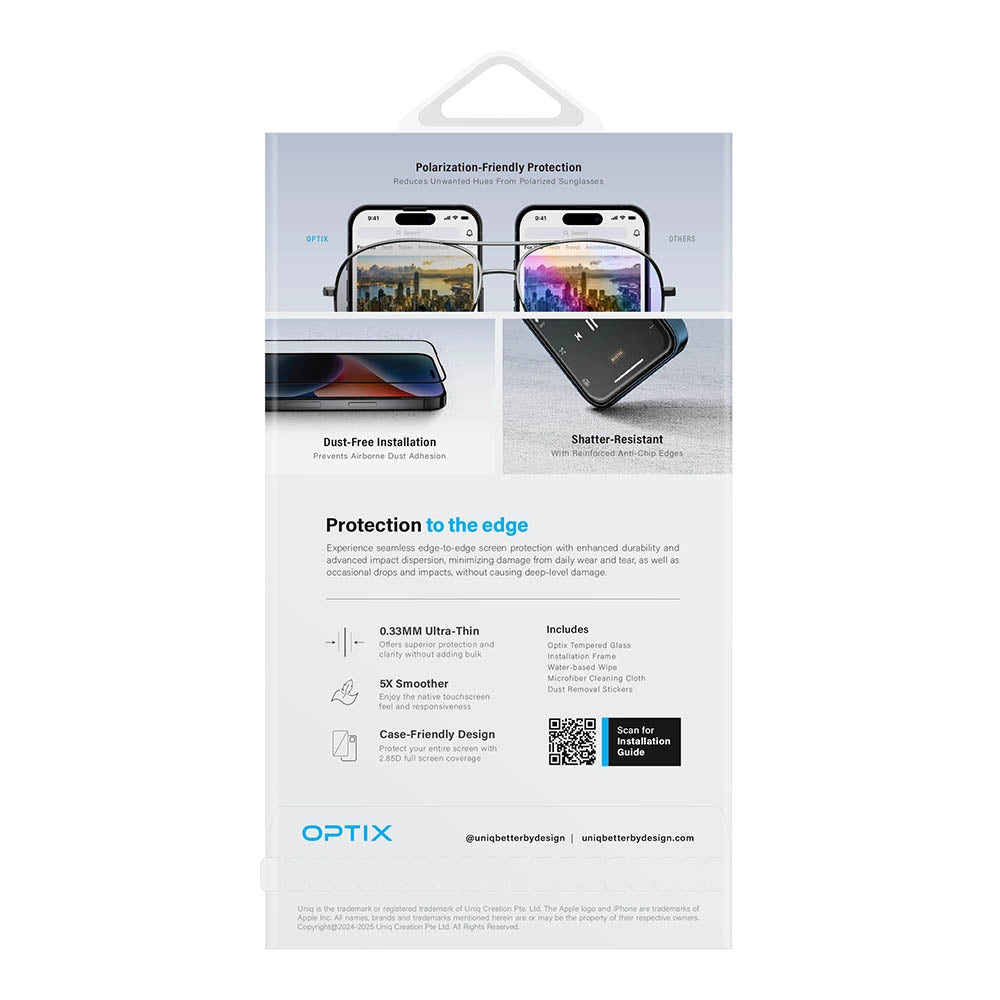 UNIQ | Optix Anti-Reflective Glass Screen Protector For Iphone 16 pro - GulfStore.com