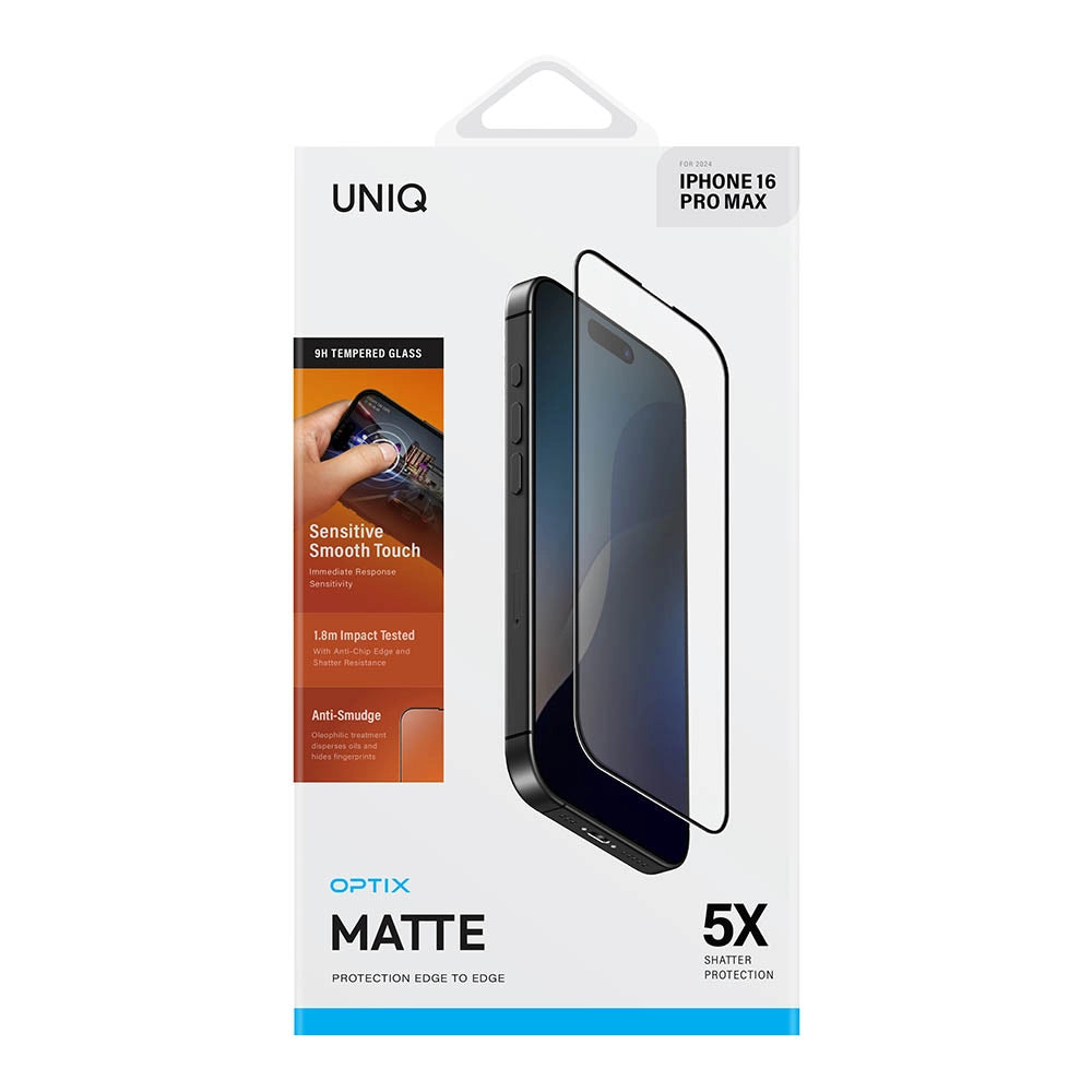 UNIQ | Optix Matte Glass Screen Protector For Iphone 16 pro Max - GulfStore.com