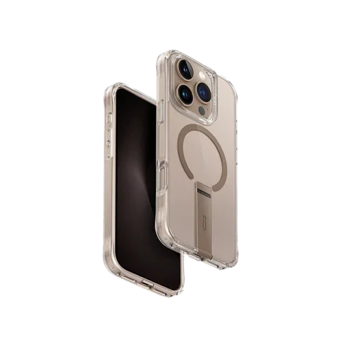UNIQ HYBRID IPHONE 16 PRO (2024) 6.9 MAGCLICK CHARGING ELEVA مع حامل عمودي - ذهبي رمادي (ذهبي رمادي) 