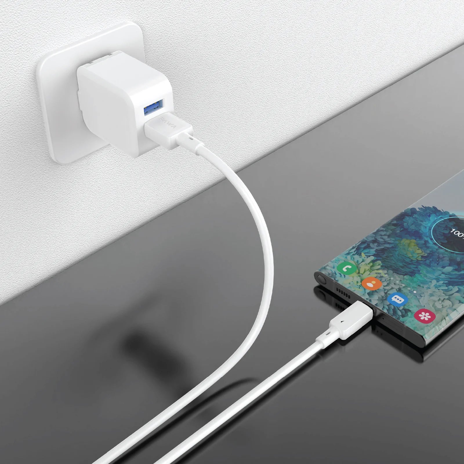 PW-BDC312AT-WH | PAWA Lite 3A USB-A to Type-C Quick Charging PVC Cable 1.2M PW122 | White