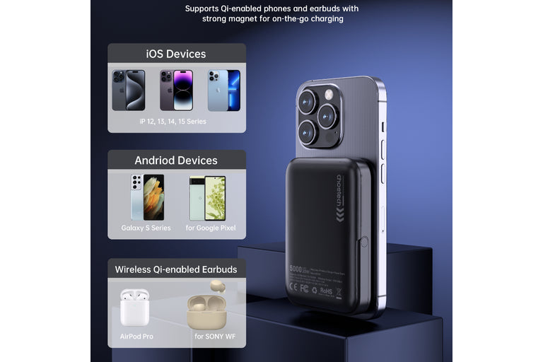 Choetech B743 Bk 10000Mah Pd20w Magnetic Power Bank With Holder Black Chargers & Cradles