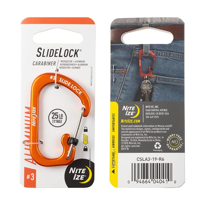 NiteIze | CSLA3-19-R6 | NiteIze SlideLock® Carabiner Aluminum | Orange