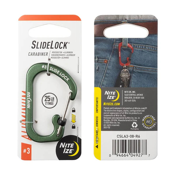 NiteIze | CSLA4-08-R6 | NiteIze SlideLock® Carabiner Aluminum | Olive