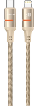 PD-CBL0028-GD-L | Porodo USB-C To Lightning LED Light Cable | Gold